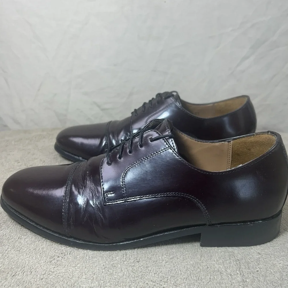 Florsheim Broxton Cap Toe Dress Shoes Mens 9 D Burgundy Leather Oxford 11222-601